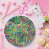 カラフルは正方形とのデジタル芸術を抽出します ペーパープレート (パーティー)