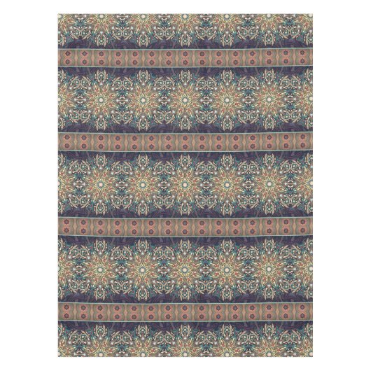 カラフルは民族の花の曼荼羅パターンを抽出します テーブルクロス (正面)