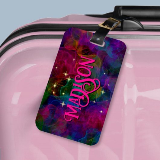 カラフルは煙エレガントモノグラムを引き付ける ラゲッジタグ