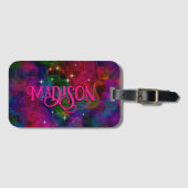 カラフルは煙エレガントモノグラムを引き付ける ラゲッジタグ (正面横)