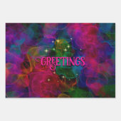 カラフルは煙エレガントモノグラムを引き付ける ラッピングペーパーシート (正面3)