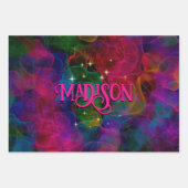 カラフルは煙エレガントモノグラムを引き付ける ラッピングペーパーシート (正面)