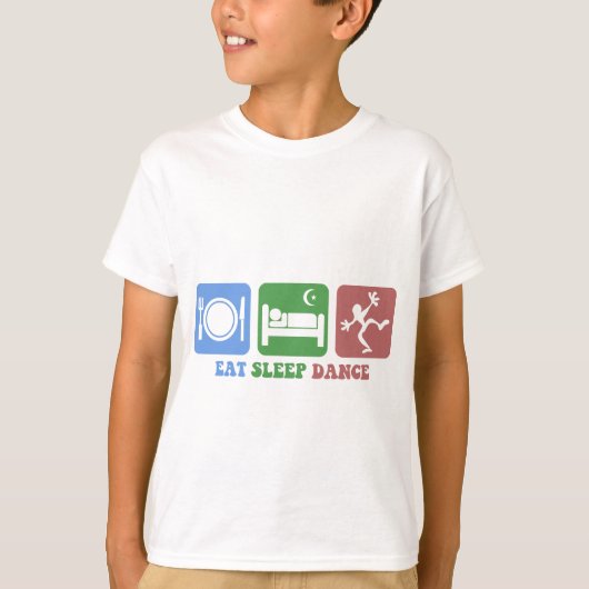 カラフルは睡眠のダンスを食べます Tシャツ (正面)