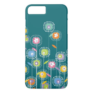 カラフルは花の青緑色の背景を抽出します iPhone 8 PLUS/7 PLUSケース
