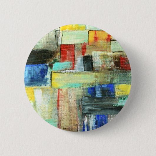 カラフルは都市景観の元の芸術の絵画を抽出します 缶バッジ (正面)