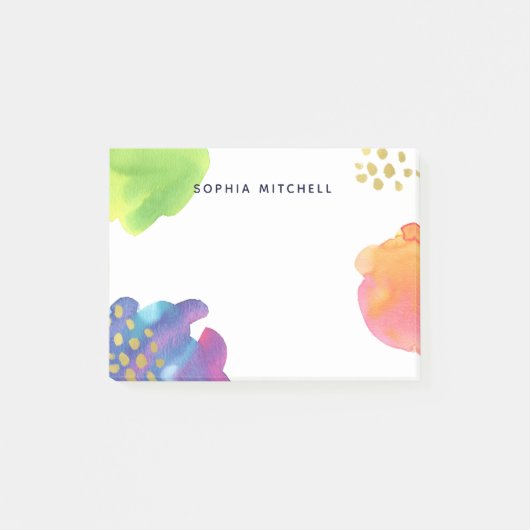 カラフルは金ゴールドの水彩画を抽出します ポストイット (正面)