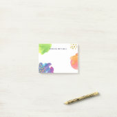 カラフルは金ゴールドの水彩画を抽出します ポストイット (デスク上)