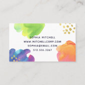 カラフルは金ゴールドの水彩画を抽出します 名刺 (裏面)