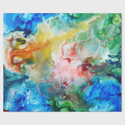 カラフルは銀河系の絵画を抽出します ラッピングペーパー (フラット)