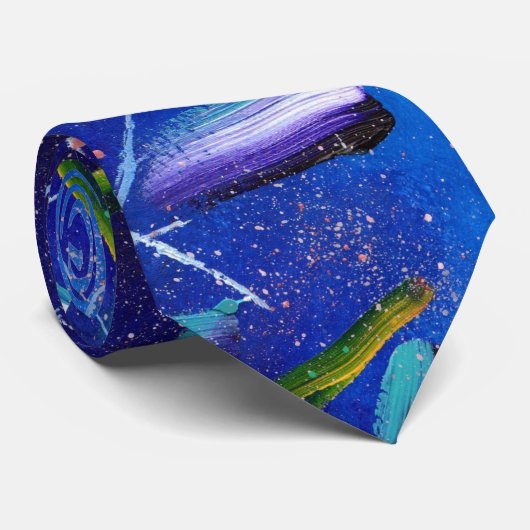 カラフルは青い手塗りの粋なBohoを抽出します ネクタイ (ロール)