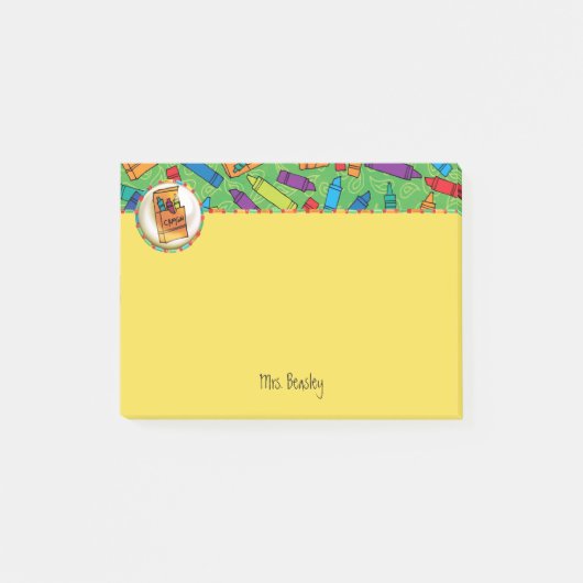 カラフルは4つx 3つをクレヨンで彩色します ポストイット (正面)