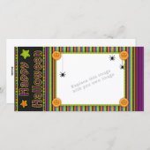 カラフルは-ハロウィン色およびパターン縞で飾ります シーズンカード (正面/裏面)