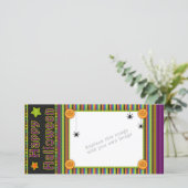 カラフルは-ハロウィン色およびパターン縞で飾ります シーズンカード (スタンド正面)