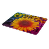 カラフルひまわり素朴写真国フローラ カッティングボード (角)