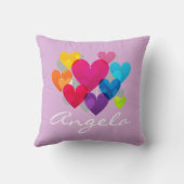 カラフルぶら下がったハートパーソナライズされた クッション (裏面)