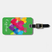 カラフルぶら下がったハートパーソナライズされた ラゲッジタグ (正面横)