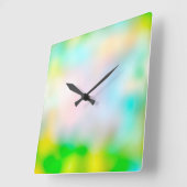 カラフルぼやけ花 スクエア壁時計 (傾斜)