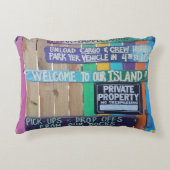 カラフルようこそ島の看板Carribean アクセントクッション (正面)