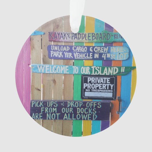 カラフルようこそ島の看板Carribean オーナメント (正面)