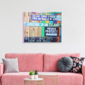 カラフルようこそ島の看板Carribean キャンバスプリント (インサイチュ (リビング))