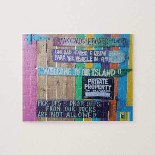 カラフルようこそ島の看板Carribean ジグソーパズル (横)