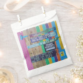 カラフルようこそ島の看板Carribean フェイバーバッグ (クリップ留めされた状態)