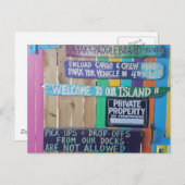 カラフルようこそ島の看板Carribean ポストカード (正面/裏面)