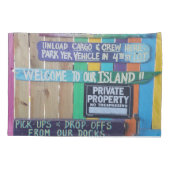 カラフルようこそ島の看板Carribean 枕カバー (裏面)