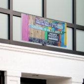 カラフルようこそ島の看板Carribean 横断幕 (ビルの外側)