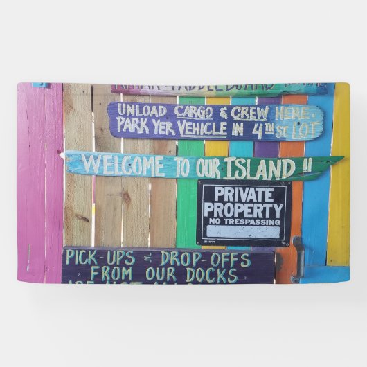 カラフルようこそ島の看板Carribean 横断幕 (横)