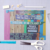 カラフルようこそ島の看板Carribean 薄葉紙 (クラフト)