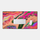 カラフルよくはしゃぐ熱狂する抽象芸術大理石デザイン名 デスクマット (キーボード&マウス)