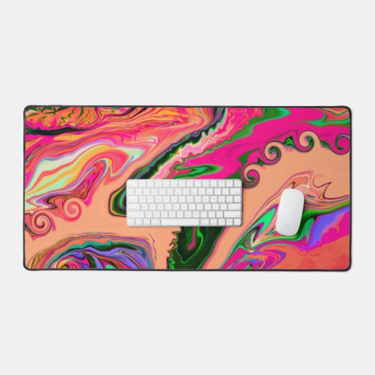 カラフルよくはしゃぐ熱狂する抽象芸術大理石デザイン名 デスクマット (キーボード&マウス)