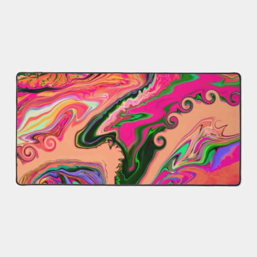 カラフルよくはしゃぐ熱狂する抽象芸術大理石デザイン名 デスクマット (正面)