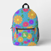 カラフルよくはしゃぐ鮮やかフォークArtフローラルパターン プリントバックパック (正面)