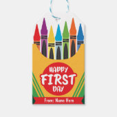 カラフルよくはしゃぐCrayola Color学校初日 ギフトタグ (正面)