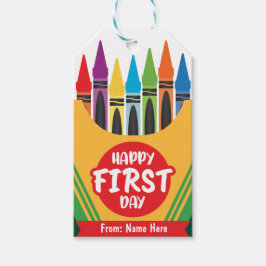 カラフルよくはしゃぐCrayola Color学校初日 ギフトタグ