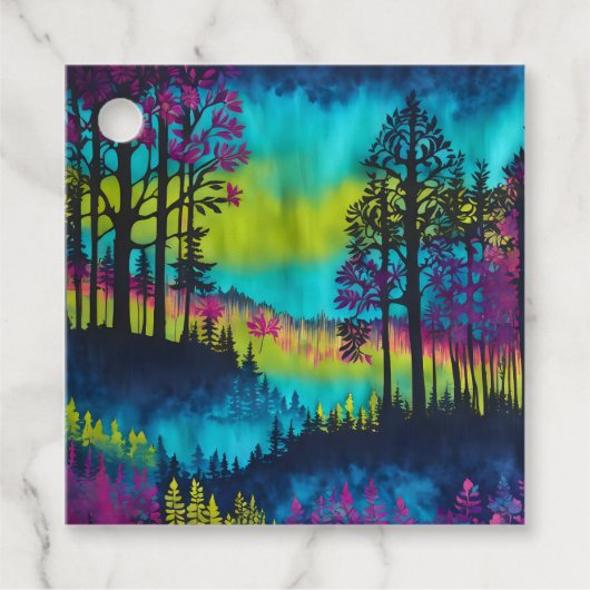 カラフルろうけつ染めフォレストアートギフトラベル フェイバータグ (正面)