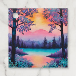 カラフルろうけつ染めフォレストアートギフトラベル フェイバータグ