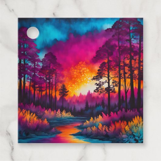 カラフルろうけつ染めフォレストアートギフトラベル フェイバータグ (正面)