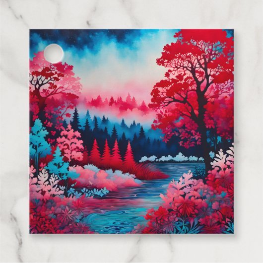 カラフルろうけつ染めフォレストアートギフトラベル フェイバータグ (正面)