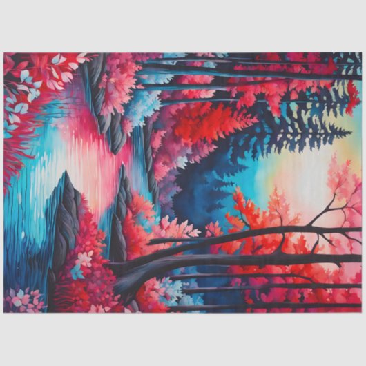 カラフルろうけつ染めフォレストアートティッシュペーパー 薄葉紙 (正面)