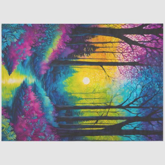 カラフルろうけつ染めフォレストアートティッシュペーパー 薄葉紙 (正面)