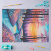 カラフルろうけつ染めフォレストアートティッシュペーパー 薄葉紙 (クラフト)