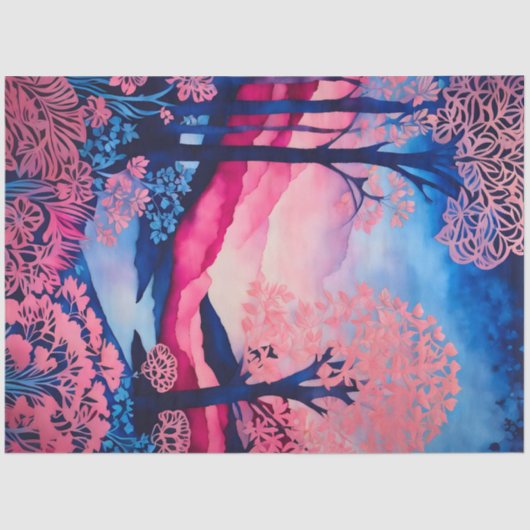 カラフルろうけつ染めフォレストアートティッシュペーパー 薄葉紙 (正面)