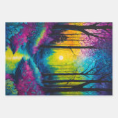 カラフルろうけつ染めフォレストアートラッピング紙シート ラッピングペーパーシート (正面)