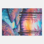 カラフルろうけつ染めフォレストアートラッピング紙シート ラッピングペーパーシート (正面)