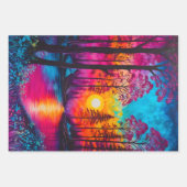 カラフルろうけつ染めフォレストアートラッピング紙シート ラッピングペーパーシート (正面2)