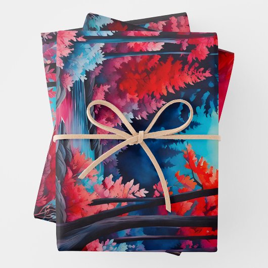 カラフルろうけつ染めフォレストアートラッピング紙シート ラッピングペーパーシート