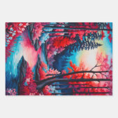 カラフルろうけつ染めフォレストアートラッピング紙シート ラッピングペーパーシート (正面)